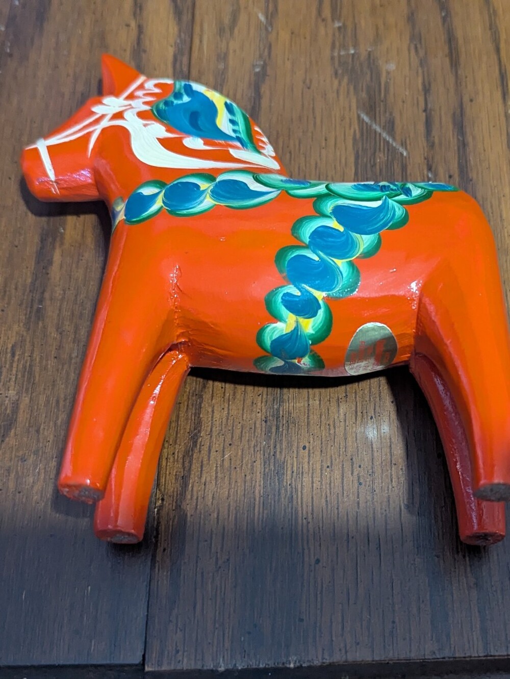 Vintage Red Wooden Dala Horse Hand Carved & Painted Art
